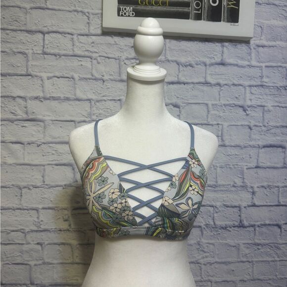 Victoria's Secret Sport Strappy Floral Sports Bra Small Blue Multicolor - Picture 9 of 10